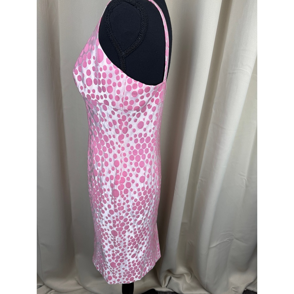 Vintage 90s Y2K Pink Polka Dot Mod Sheath Dress Size 8 Birthday Retro Barbiecore - Picture 3 of 7